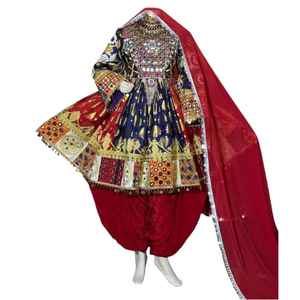 Vestidos Afganos de Diseño Personalizado para Mujer 2024, Nuevo Estilo Afgano Kuchi para Fiestas, Transpirable, con Bordado Pesado, Encaje, Cremalleras, Corte Midi en A - Product Image 1