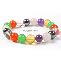 Fait à la main sept Chakra dégringolé améthyste Bracelet en perles pierre semi-précieuse artisanat gravé amour Style en gros