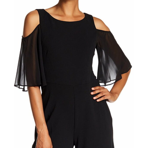 Tuta intera da donna nera in chiffon con spalle scoperte, vita alta, scollo all'americana, stampa fantasia, vestibilità ampia, per feste e allenamento, taglia 16 - Product Image 2