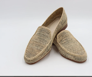 รองเท้ามอคคาซิน Raffia,รองเท้าโลฟเฟอร์ Raffia สำหรับผู้ชายรองเท้ามอคคาซินอ็อกซ์ฟอร์ดรองเท้าผู้ชายใยต้นปาล์มธรรมชาติ - Product Image 1