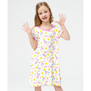 Chemises de nuit décontractées à manches courtes pour filles, en tissu tricoté doux en bambou, tailles 3T-12Y - Product Image 1