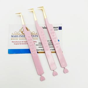 Volumen de 90 grados Color Rosa Diseño de corazón Punta dorada Producto de tendencia Extensiones de pestañas Pinzas de agarre perfecto - Product Image 3