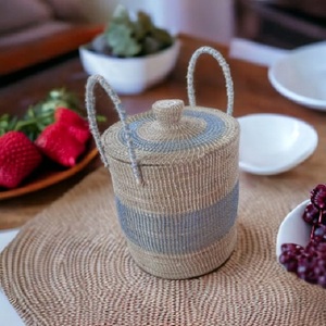 High Quality Sabai Grass Storage <b>Basket</b> with Lid for Kids' Room Dirty Clothes Storage Factory's Hot Selling Herb & Spice Tool - Product Image 4