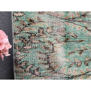 พรมตุรกีวินเทจ ขนาด 4.2x7.9 ฟุต (129x242 ซม.) สีเขียวลายนามธรรม - Product Image 4