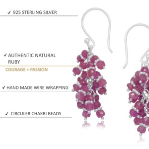 925 Sterling <b>Silver</b> Ruby Cluster Drop <b>Earrings</b> Trendy Women's Birthstone Jewelry for Anniversary Birthday or <b>Wedding</b> - Product Image 3