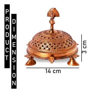 Brûleur d'encens en laiton en forme de paon avec base en forme de tortue à trois pattes, décoration artisanale - Product Image 5