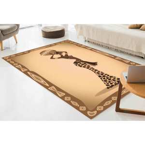 Tapis imprimé : Tapis marron, tapis d'entrée, tapis de marche, tapis à poils doux - Product Image 3