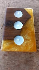 Portavelas Decorativo Hecho a Mano de Resina y Madera Maciza para el Hogar, Sala de Estar, Dormitorio, Mesa, Decoración de Interiores - Product Image 6