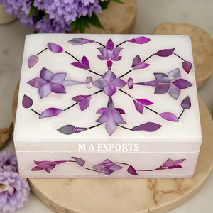 Boîte d'incrustation de marbre faite à la main artisanat pièces maîtresses décoratives de luxe élégant moderne artistique décor à la maison Design créatif Premium - Product Image 3