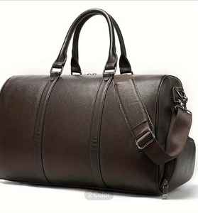 Estilo japonés negro para hombre durante la noche de cuero suave de negocios Duffel Weekender Bag Bolsas de viaje de cuero genuino - Product Image 6