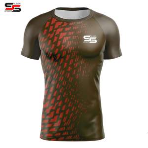 T-shirt de compression pour homme en spandex imprimé par sublimation, à séchage rapide, manches longues, sous-vêtement de sport, course à pied, protection contre les éruptions cutanées - Product Image 5