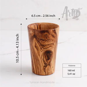 Tasses de voyage écologiques en bois vintage ArtisRaw, fabriquées en bois d'olivier tunisien DT002 - Product Image 2