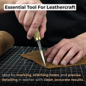 <b>Leather</b> Awl Sharp Needle Hand Forged From Hardened Carbon Steel, Ash Handle Stitching Awl, Leatherworking Awl, <b>Leather</b> <b>Work</b> <b>Tool</b> - Product Image 4