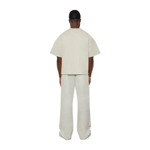 2025 moda logotipo personalizado camiseta en blanco gota hombro peso pesado de gran tamaño algodón grueso Para hombre cuello simulado Boxy recortado camisetas - Product Image 6