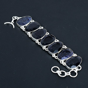 Bracelet délicat en argent sterling avec pierre de soleil bleue, charme vintage, bijoux faits à la main, cadeau pour maman - Product Image 4