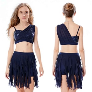 Uniforme de Animadoras de Alta Calidad con Mezcla de Spandex Transpirable y Detalles de Diamantes de Primera Calidad - Product Image 1