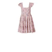 Robe mini décontractée et respirante à col carré, coupe ajustée trapèze, sans manches, à volants floraux, 100 % coton, taille élastique, idéale pour les fêtes – Forte demande
