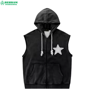 OEM Wholesale Regular Fit Acid Washed Zipper Hoodie Custom Print Distressed Embroidery Patch Logo Heavy Winter Sweatshirt 100% - Product Image 3