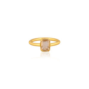 Anillo de Plata de Ley 925 Chapado en Oro Amarillo de Moda, Joyería Hecha a Mano, Anillo Elegante con Piedras Preciosas, Anillo de Citrino Natural para Mujer - Product Image 1