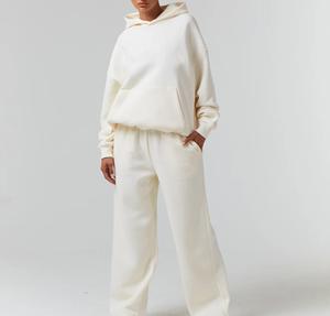 100% coton Tech polaire femmes survêtement tenue décontracté surdimensionné deux pièces survêtement ensemble OEM entretenu fabriqué par Isha industrie - Product Image 2