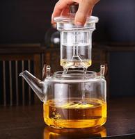 Verre Borosilicate Manche En Bois Chaudière À Thé Service À Thé Maison Résistant À La Chaleur Fleur Théière