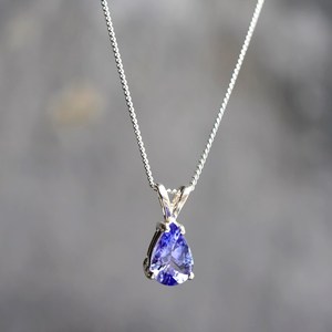 Collier avec pendentif en Tanzanite naturelle, en argent Sterling 925, en forme de goutte d'eau, bijoux en pierres précieuses fines pour femmes, Design élégant - Product Image 1