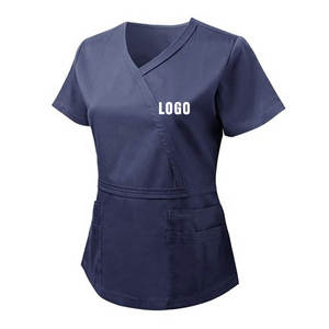 Uniformes hospitaliers respirants les plus vendus gommages médicaux décontractés pour femmes ensembles d'uniformes de gommage d'allaitement à manches courtes avec broderie personnalisée - Product Image 6