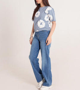 Camisetas de Mujer 100% Algodón, Cuello Redondo, Rayadas, con Logotipo Personalizado Bordado, Transpirables, de Secado Rápido, Manga Corta, Casuales, para Verano y Aire Libre - Product Image 5