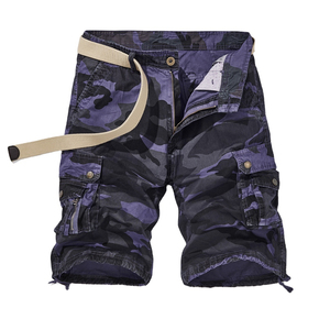 Nouveaux hommes été solide Cargo Shorts 100% coton Multi poches décontracté extérieur Joggers respirant séchage rapide taille élastique - Product Image 1