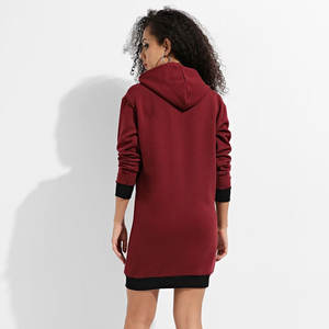 Sudadera con capucha hasta la rodilla de tamaño completo para mujer con mangas largas y logotipo de serigrafía Ropa informal de invierno Cuello con capucha - Product Image 3