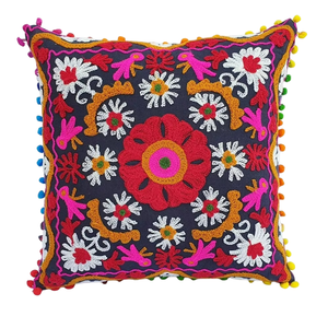 Colección de lujo de algodón bordado hecho a mano vintage Suzani funda de cojín decorativa para sofá y sala de estar - Product Image 5