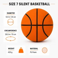 Elite Ballon de Basket Silencieux Taille 7 Mousse PU 340g Toucher Doux Entraînement Intérieur Usine OEM