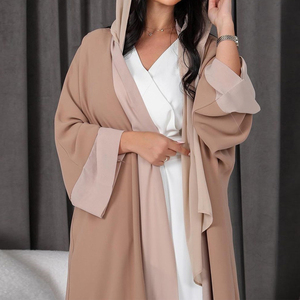 Turc Simple Modeste Caftan Couleur Unie Ceinture Personnalisée Abaya Robes Musulmanes Femmes En Mousseline De Soie Imprimé Baggy Ceinture Personnalisée - Product Image 3