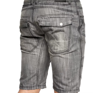 Custom <b>Men's</b> Denim <b>Shorts</b> Blue-<b>White</b> Casual Mid Waist Zipper Fly Closure Light Dark Wash ODM - Product Image 5