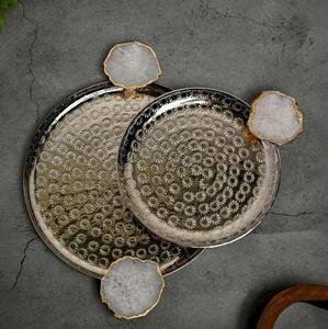 ชุดถาดอลูมิเนียมหรูหราพร้อมที่จับสำหรับตกแต่งดีไซน์แบบใช้ค้อนสีโบราณ - Product Image 5