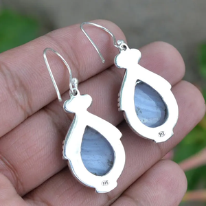 Direct Factory Suppliers Blue Lace Agate Gemstone 925 Sterling <b>Silver</b> <b>Earring</b> Boho Drop Dangle <b>Earring</b> Handmade <b>Silver</b> <b>Earring</b> - Product Image 3