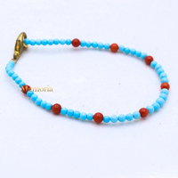 Bracelets faits à la main en pierres naturelles, certifiées IGI, turquoise et corail, extensibles, pour la guérison des chakras