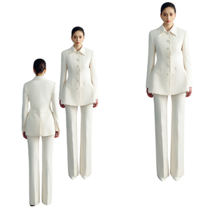 WHITEANTผู้ผลิตหรูหราเสื้อผ้าสตรี 73% โพลีเอสเตอร์ 17% เรยอน 10% สแปนเด็กซ์ MABEL กางเกงบานกางเกงผู้หญิงสีขาวเสื้อ - Product Image 1