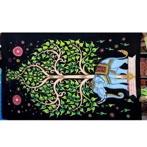 Tapisseries murales imprimées d'éléphants peintes à la main, très demandées, pour la décoration intérieure, disponibles au prix de gros pour l'exportation. - Product Image 1