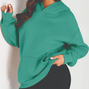 Sudaderas con capucha de punto para mujer, de gran tamaño para otoño e invierno, cómodas y elegantes con posición frontal del logotipo - Product Image 1