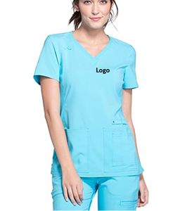 Salon de soins infirmiers chirurgicaux médicaux gommages unisexe 2 poches fermeture éclair avant Spandex/Polyester peigné tissu gommage veste - Product Image 5