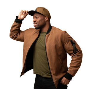 <b>Suede</b> Leather Heated Breathable Embroidered Varsity <b>Jacket</b> for Men's Winter Street Style with Front Logo - Product Image 3