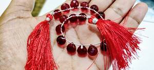 Eminent Jewel Natural Rubellite Pink Quartz Beads 10mm Faceted Tear Drop Shape Red Crystal Jewelry Strands 8 pulgadas Modelo largo - Product Image 3