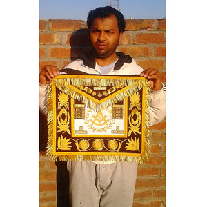 Masonic Royal Arch Mason Member Delantal de cuero sintético Borlas Masonería con flecos rojos Cinturón ajustable con respaldo de bolsillo - Product Image 6