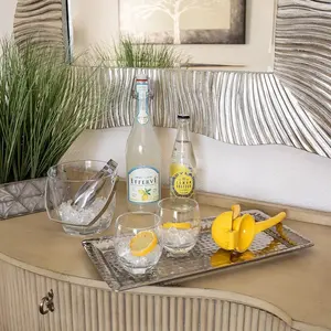 Bandejas de servir de metal de la mejor calidad, acabado niquelado, bandeja de servir rectangular de metal de la mejor calidad - Product Image 4