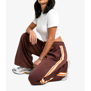 Pantalon de survêtement thermique pour femme, taille mi-haute, taille élastique, coupe ample, coton, jambe large, coupe-vent, respirant, streetwear, décontracté, hiver, ample - Product Image 3