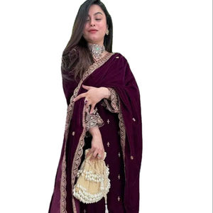 Ropa de fiesta de diseñador nuevo especial afgano ropa de boda de diseñador de terciopelo viscosa pesada Ropa Étnica India - Product Image 1