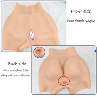 Ceinture de travesti homme-femme sexy avec faux vagin et fesses artificielles, culotte rembourrée en silicone pour un effet push-up fessier et des hanches volumineuses