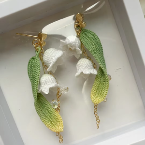 Boucles d'oreilles pendantes au crochet Joia, motif Muguet, cadeau Fête des Mères, bijoux amigurumi faits main - Product Image 2