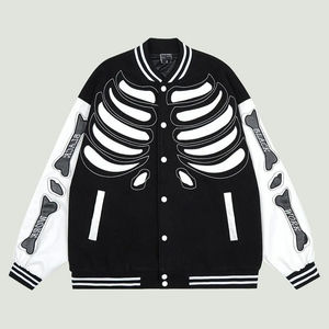 Chaqueta Varsity Estilo Skelton para Hombre, Calidad Premium, Personalizada, Cuello Alto de Lana, Mangas Largas, Cálida, Transpirable, Logotipo Frontal en Lona - Product Image 1